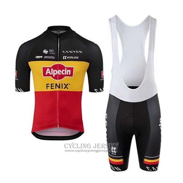 2020 Cycling Jersey Alpecin Fenix Black Yellow Red Short Sleeve And Bib Short